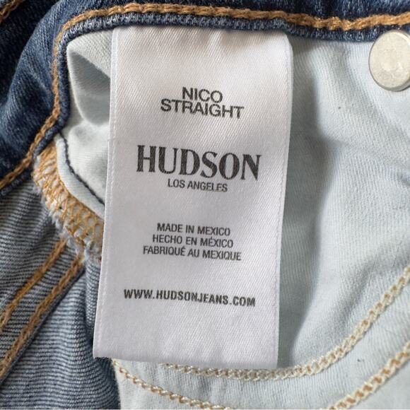 Hudson Nico Straight Jeans Blue Classic Denim distressed cotton blend stretch 27 - Picture 10 of 13